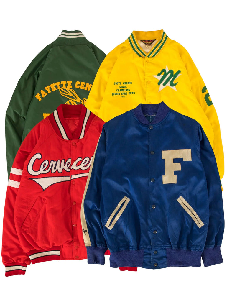 Wholesale selection of vintage nylon/satin varsity jackets